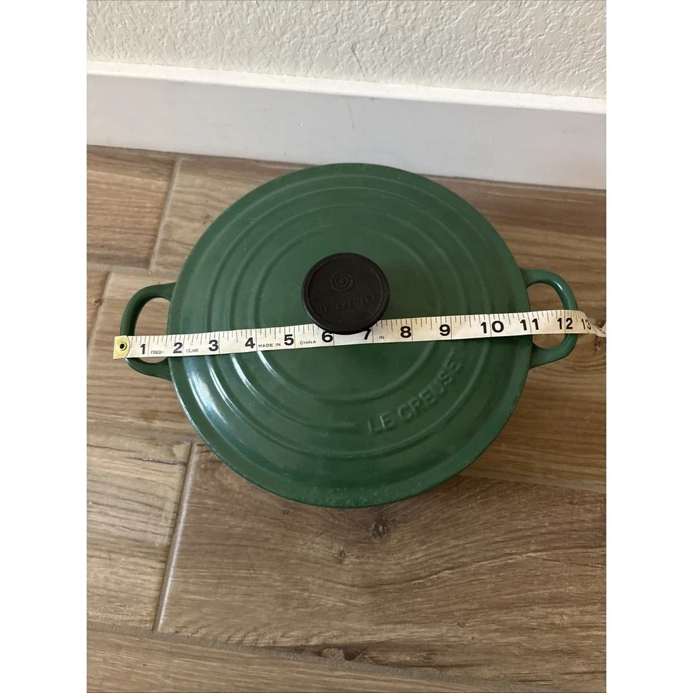 Le Creuset 24 Green Enameled Cast Iron 4.5 Qt Stockpot French Dutch Oven Pan Lid